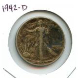 1942-D Walking Liberty Silver Half Dollar