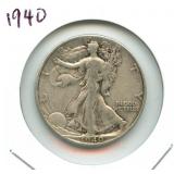 1940 Walking Liberty Silver Half Dollar