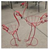 ** Pair of Red Flamingo Planter Stands - Some