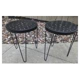 ** Pair of Small Metal Tables - 15" Tall x 12"