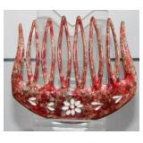 Vintage Made in France Hair Comb with Floral