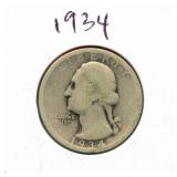 1934 Washington Silver Quarter