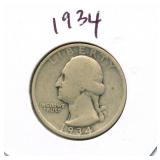 1934 Washington Silver Quarter