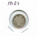 1912-S Barber Silver Dime