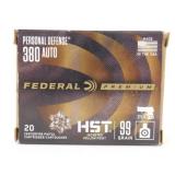 * Box of 20 Federal 380 Auto Jacketed Hollow