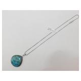 German Silver Turquoise Pendant Necklace