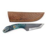 New Carbon Steel Tanto Knife with Leather Sheath