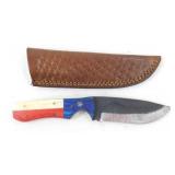 New Carbon Steel Drop Point Knife with Leather