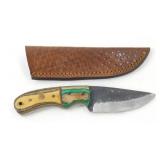 New Carbon Steel Drop Point Knife with Leather