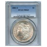 1881-S Morgan Silver Dollar - PCGS MS 63