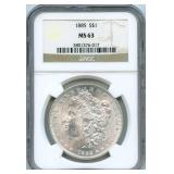 1885 Morgan Silver Dollar - NGC MS 63
