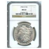 1904-O Morgan Silver Dollar - NGC MS 63