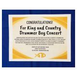 For King and Country Tickets and Hotel Stay