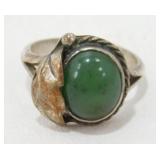 Sterling Silver Jade Ring - Southwest Navajo