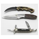 3 Knives Marked Kamp King (1) and China (2)