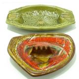 * 2 MCM California Pottery Ashtrays - Orange (USA