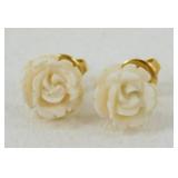 585 Gold Earrings with White Rose