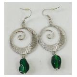 Earrings with Green Gems