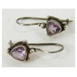 925 Earrings with Purple Gems