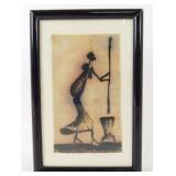 Vintage African American Folk Art on Fabric