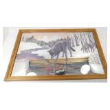 ** Large Wolf/Indian Mirror - 34.5" x 22.5"