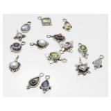 15 Sterling Charms w/ Stones