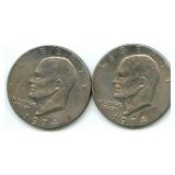 1974 & 1974-D Eisenhower Dollar Coins