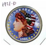 1921-D Morgan Colorized Silver Dollar