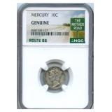 1936 Mercury Dime 10ï¿½ NGC Genuine Route 66 Holder