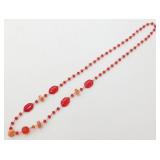 Vintage Czech Red Clear Glass Beaded Necklace