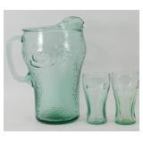 * Vintage Coca-Cola Heavy Pitcher Green Pebbled