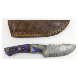 New Damascus Steel Drop Point Gut Hook Knife with
