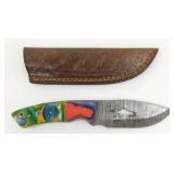 New Damascus Steel Drop Point Knife with Shark