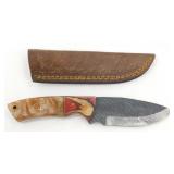 New Carbon Steel Drop Point Knife with Leather