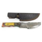 New Damascus Steel Gut Hook Hunting Knife with