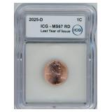2025-D Lincoln Cent ICG MS67 RD - Last Year of
