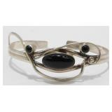 Handcrafted 925 Sterling Silver & Black Onyx Cuff
