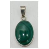 Sterling Silver Malachite Pendant - 9.75-Grams,