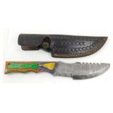 New Damascus Steel Gut Hook Hunting Knife with