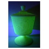 * Vintage Fenton Uranium Glass Lidded Container