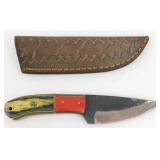 New Carbon Steel Drop Point Knife with Leather