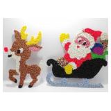 * 20" Vintage Santa & Reindeer Plastic Popcorn