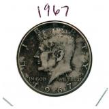 1967 Kennedy Silver Half Dollar - 40% Silver