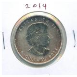 2014 Canadian Silver $8 Maple Leaf Bullion Coin