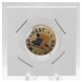 Vintage WWII War Chest Giver V Victory Pin Button