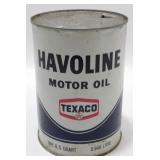 Havoline Texaco Motor Oil Can Tin