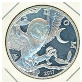 RARE 2017 Wisdom Owl 1 oz .999 Fine Silver Round