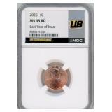 2025 Lincoln Cent NGC MS65 RD - Last Year of