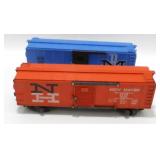 Lot of 2 Model Freight Train Boxcars - Blue B&M