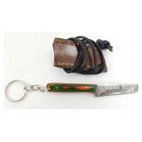 New Damascus Steel Fixed Blade Keychain Knife